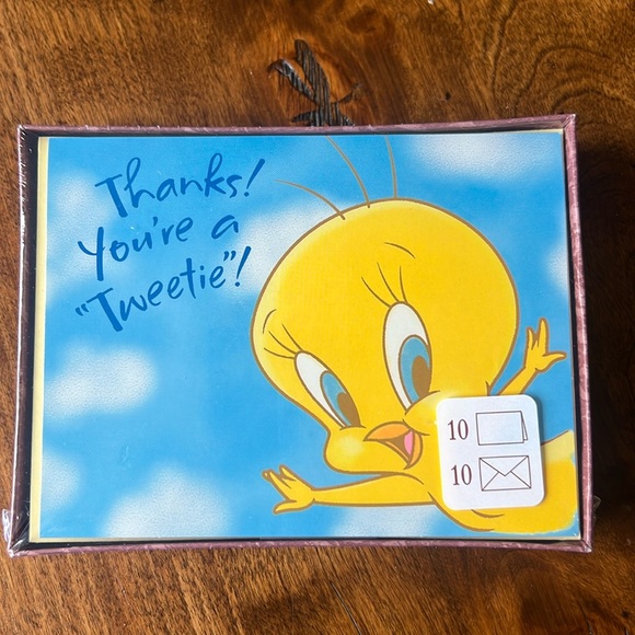 Looney Tunes Tweety Bird "Thanks You're A Tweety" Vintage Thank You Note Cards - Picture 1 of 2